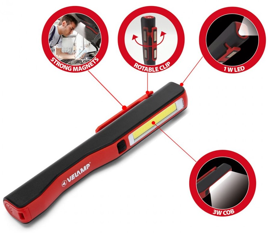 Luce da lavoro PENLIGHT LED Cob 3W con clip e calamita
